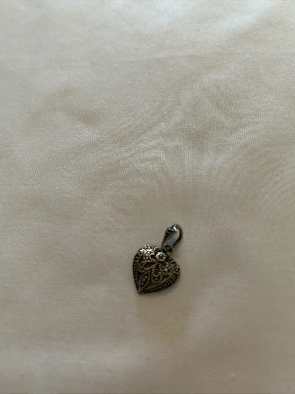Heart Filigree Pendant Necklace Charm in Black Oxidized Silver